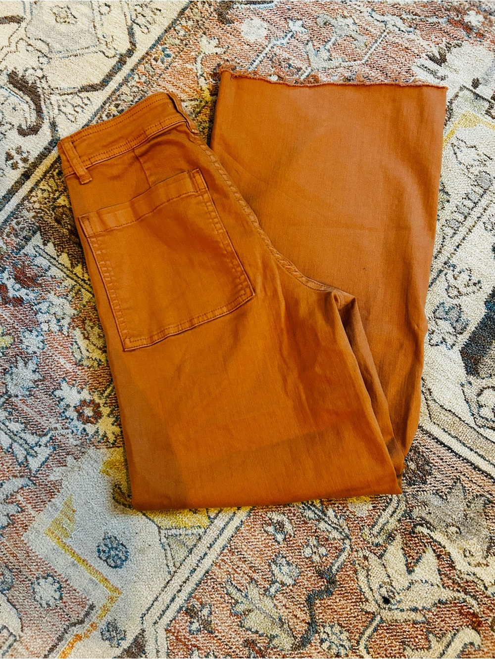 Billabong Rust Orange High-Waist Wide Leg Cropped Pants